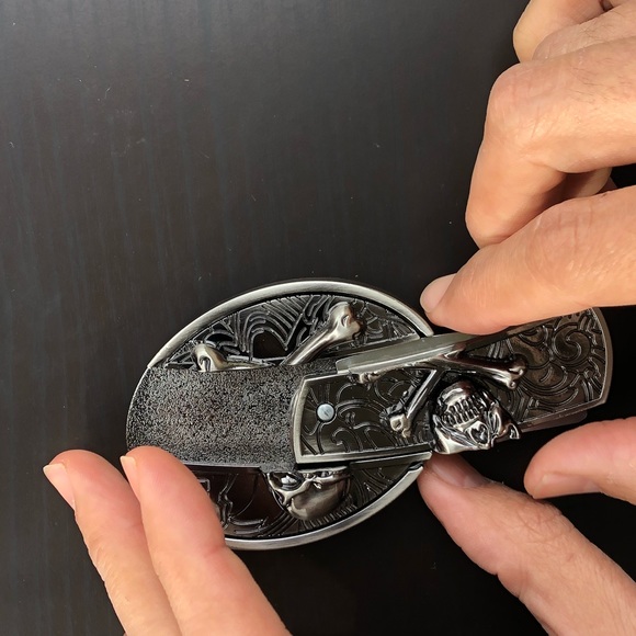 Skull belt buckle removable cowboy silver men - Picture 5 of 7